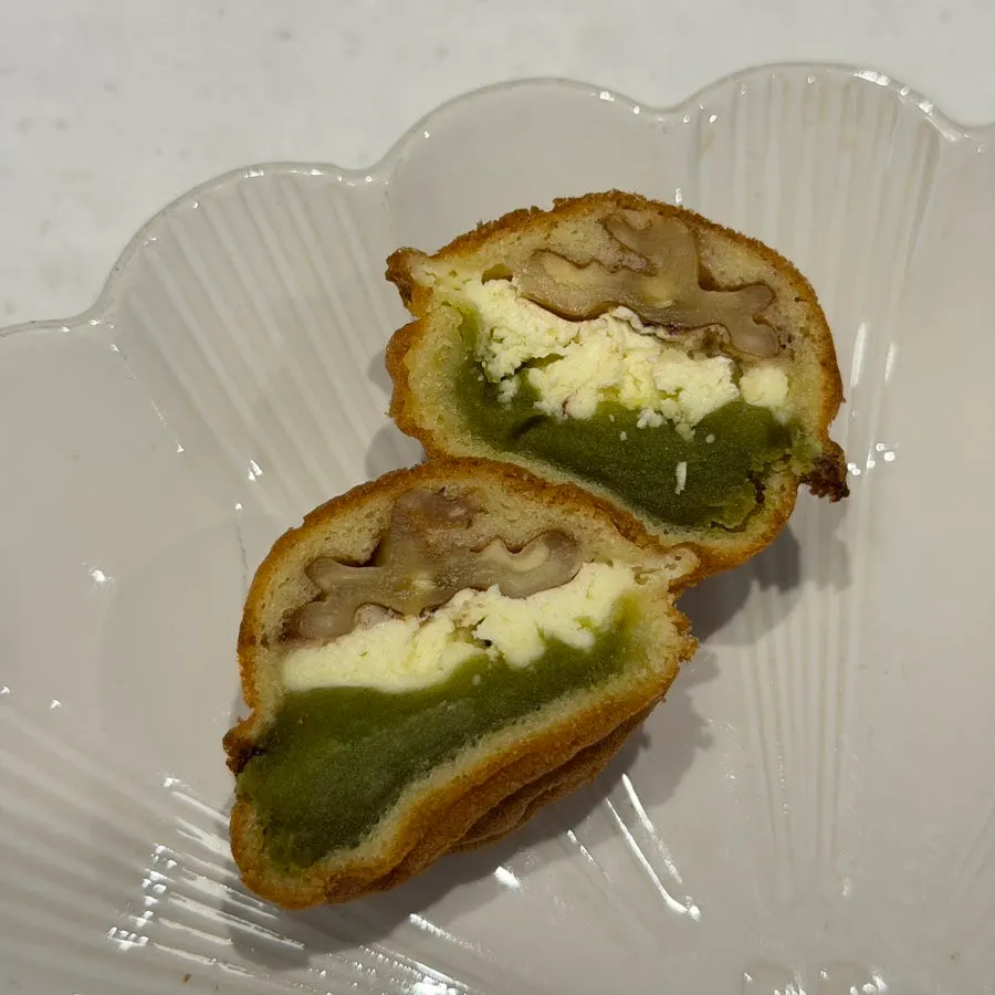 Cross-section of the pea cream cheese walnut pastry