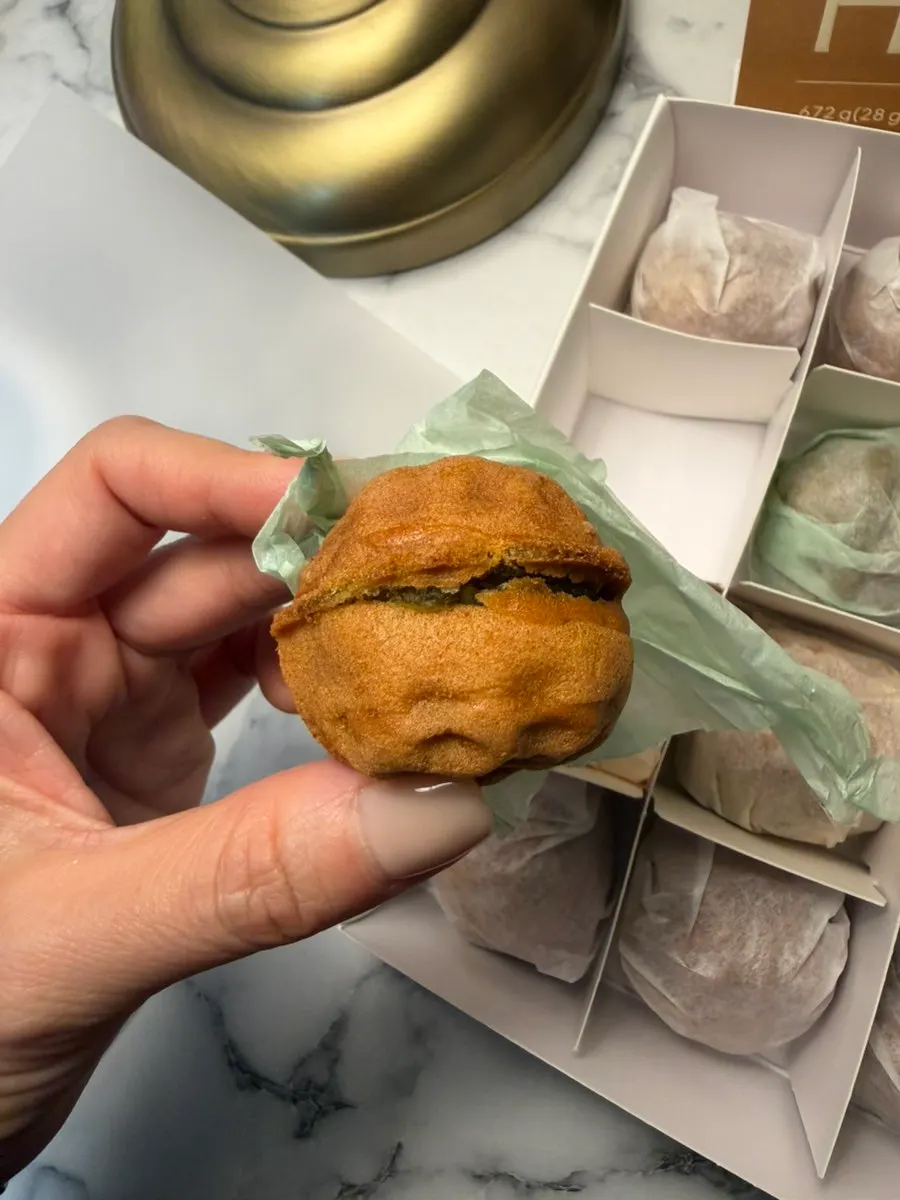 Pea cream cheese walnut pastry cut in half