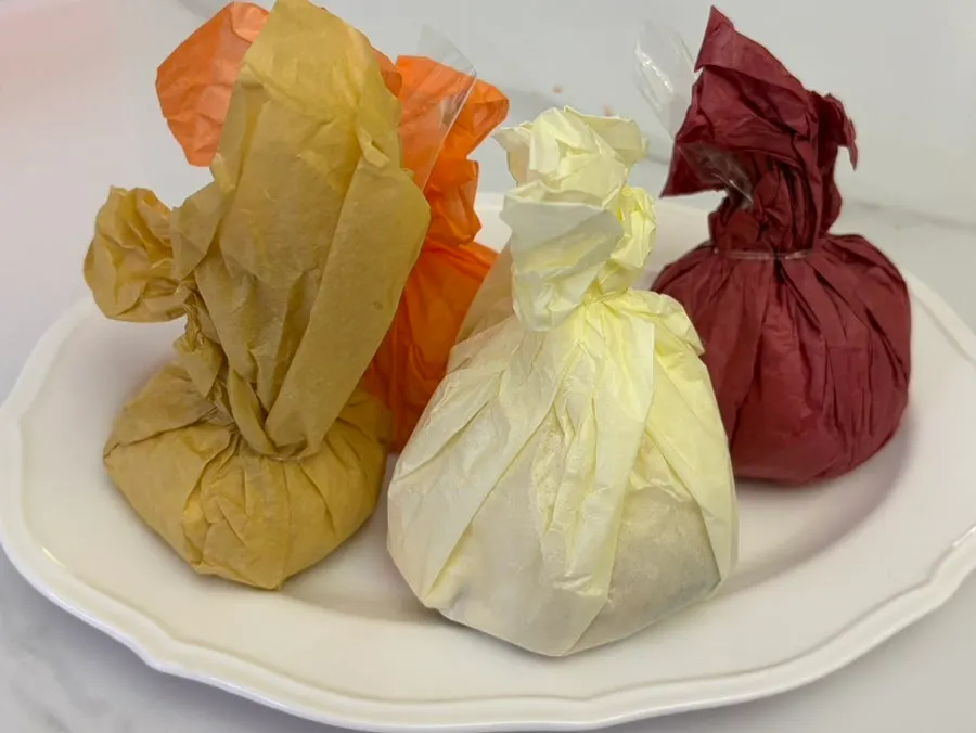 Tareudang fruit mochi unwrapped and laid out