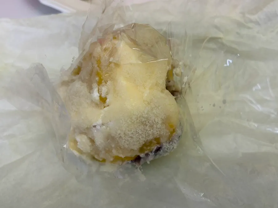 Melted fruit mochi opened up after arriving home