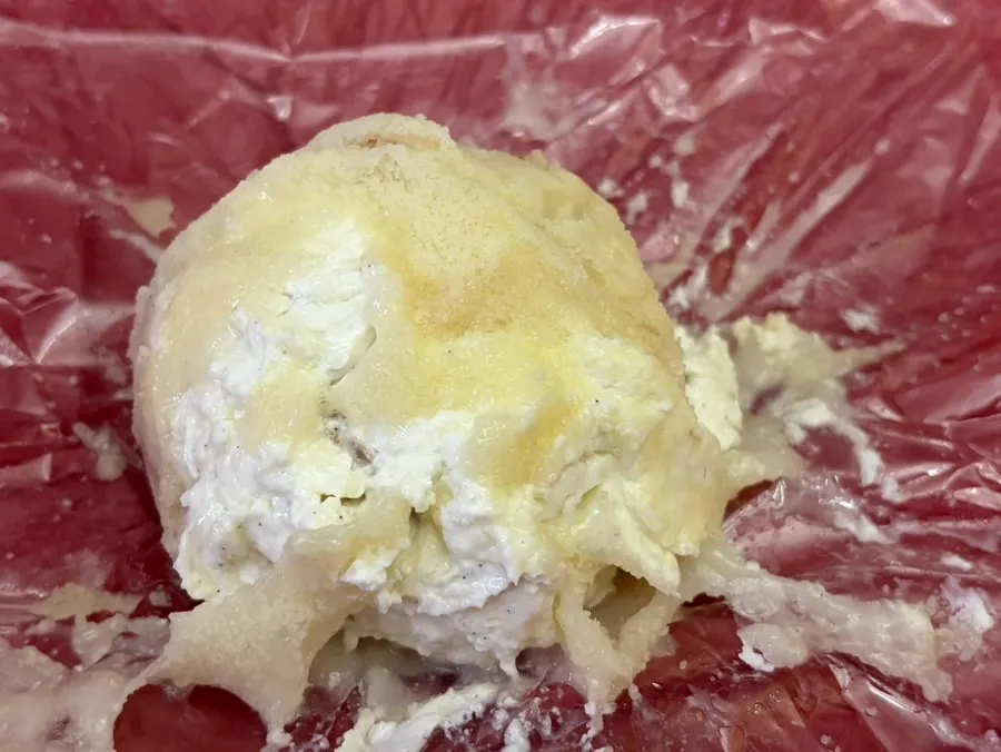 Cross-section of a gold kiwi fruit mochi