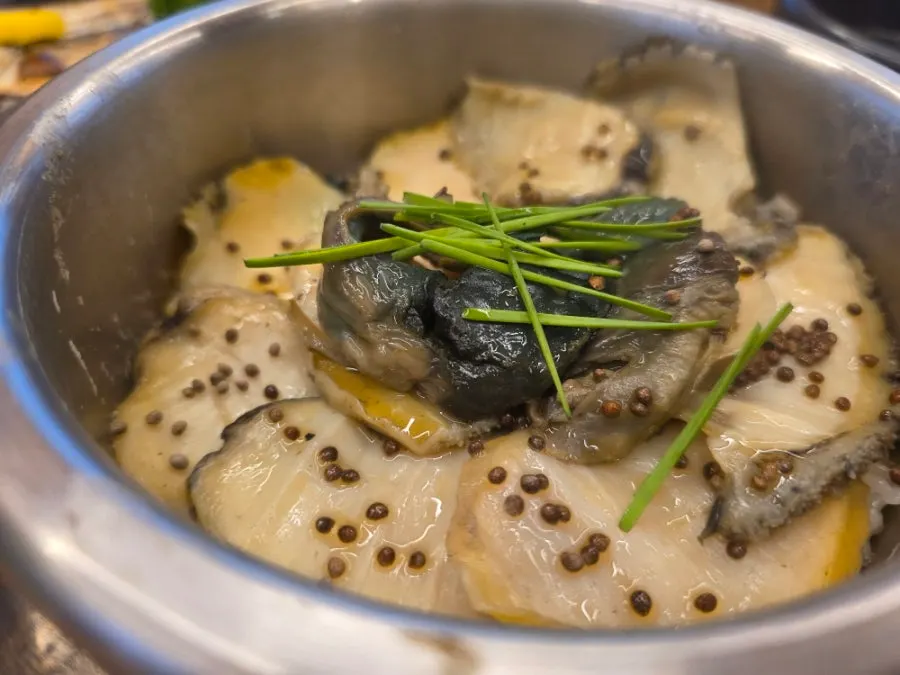 Abalone innards sauce served with abalone