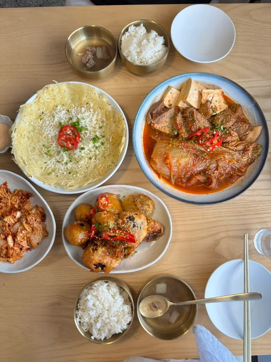 A neatly arranged full Korean set meal