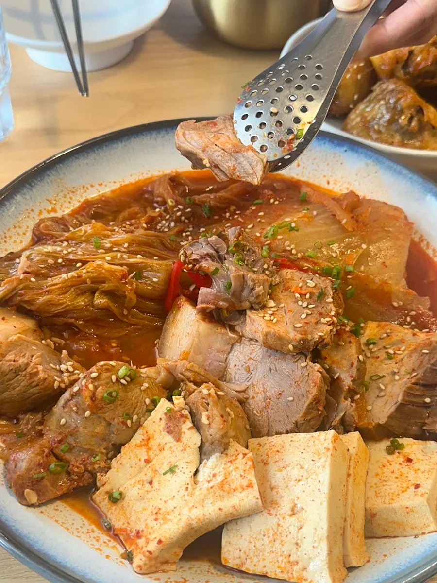 Pork kimchi stew set meal spread