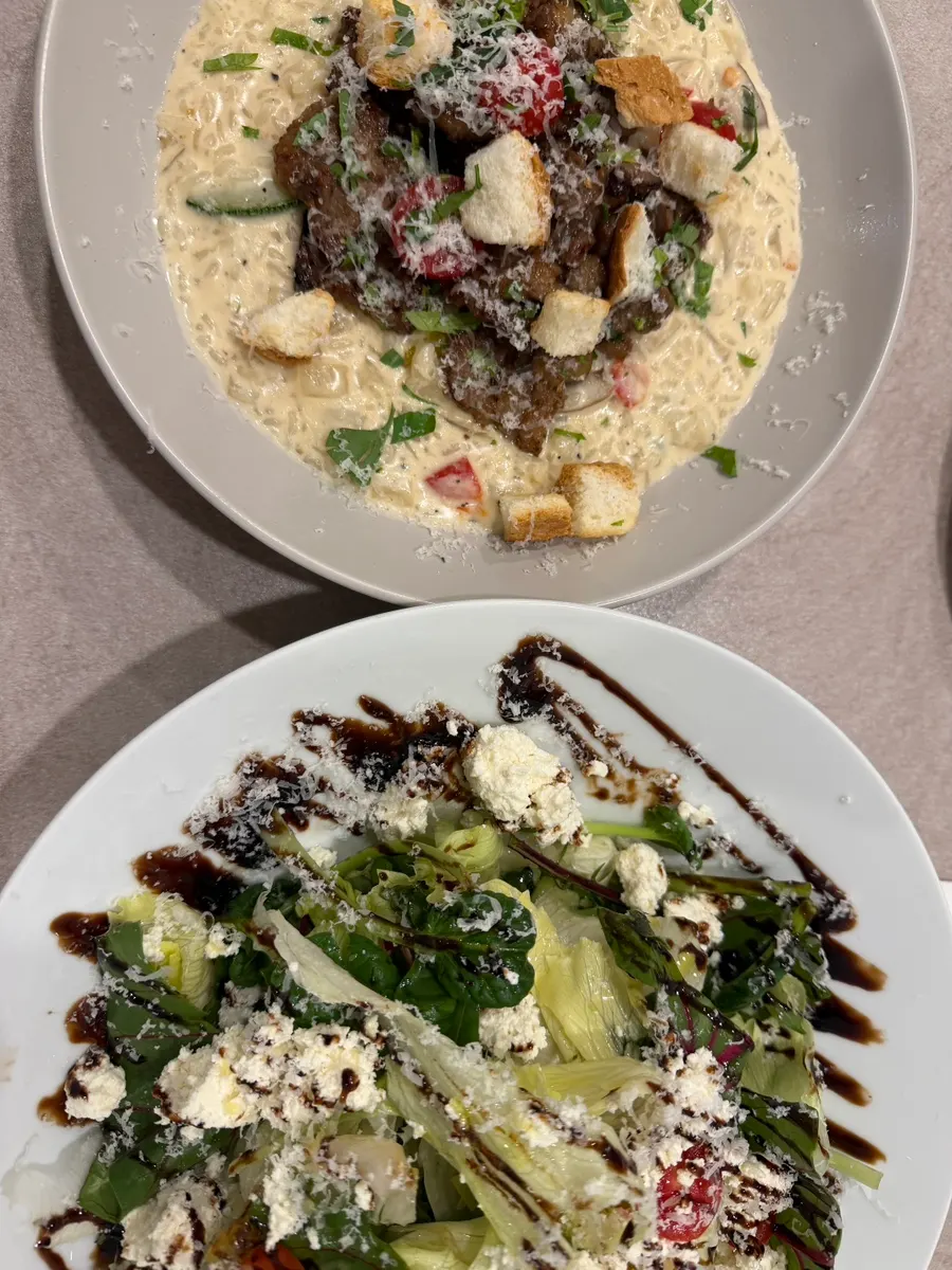 Beef risotto eaten with toast