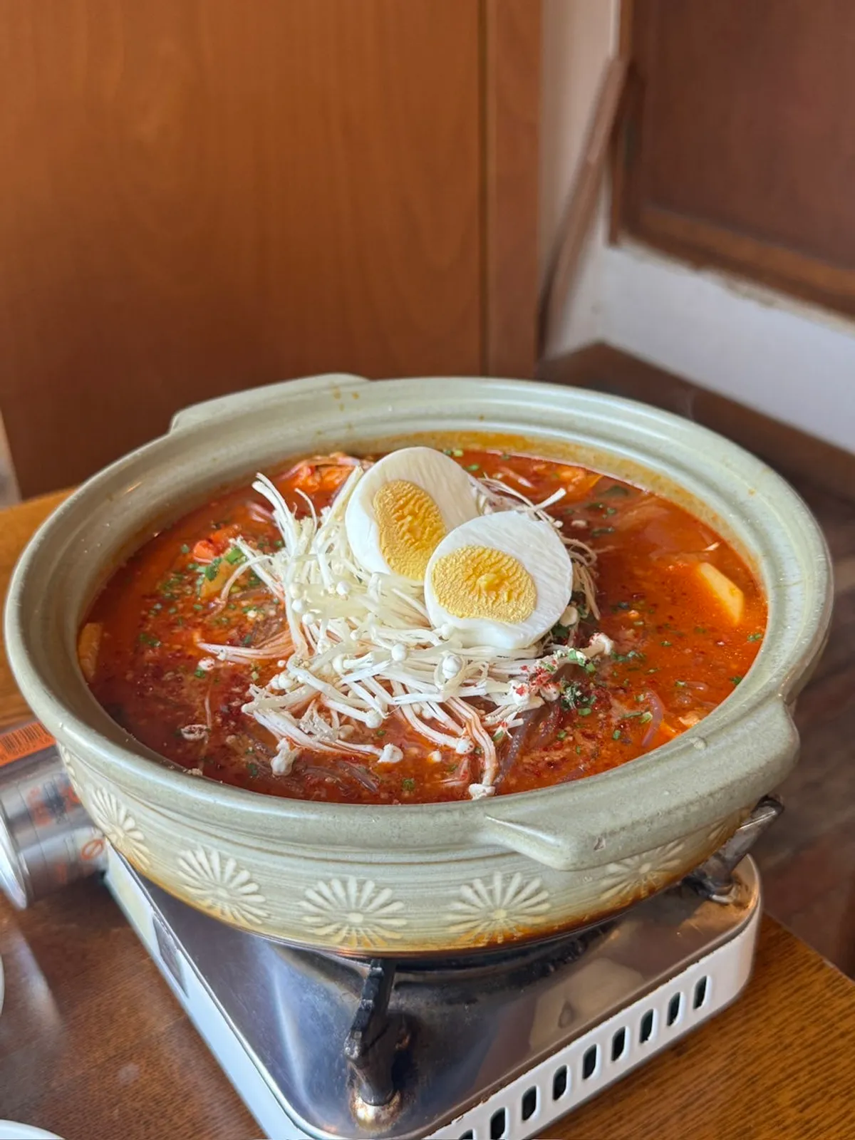 Egg rice with bean sprout and braised soybean side dishes