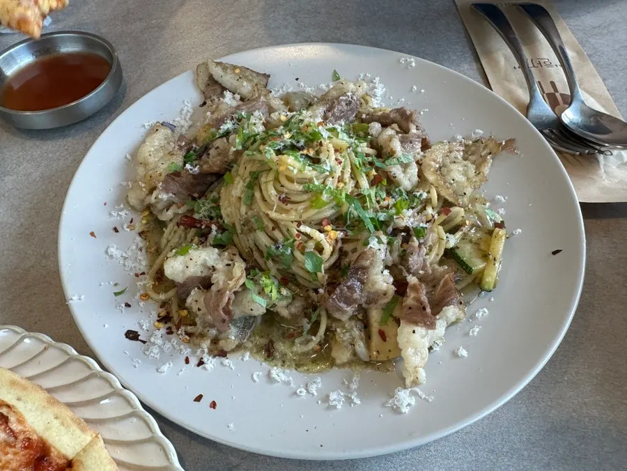 Generous beef brisket pasta
