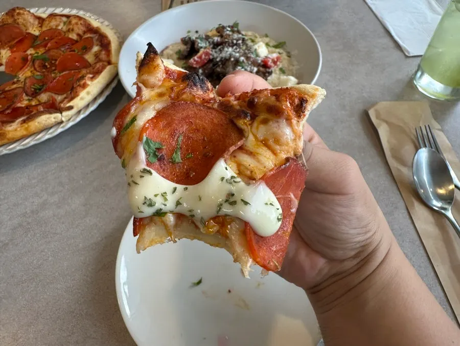Thick crust and pepperoni pizza