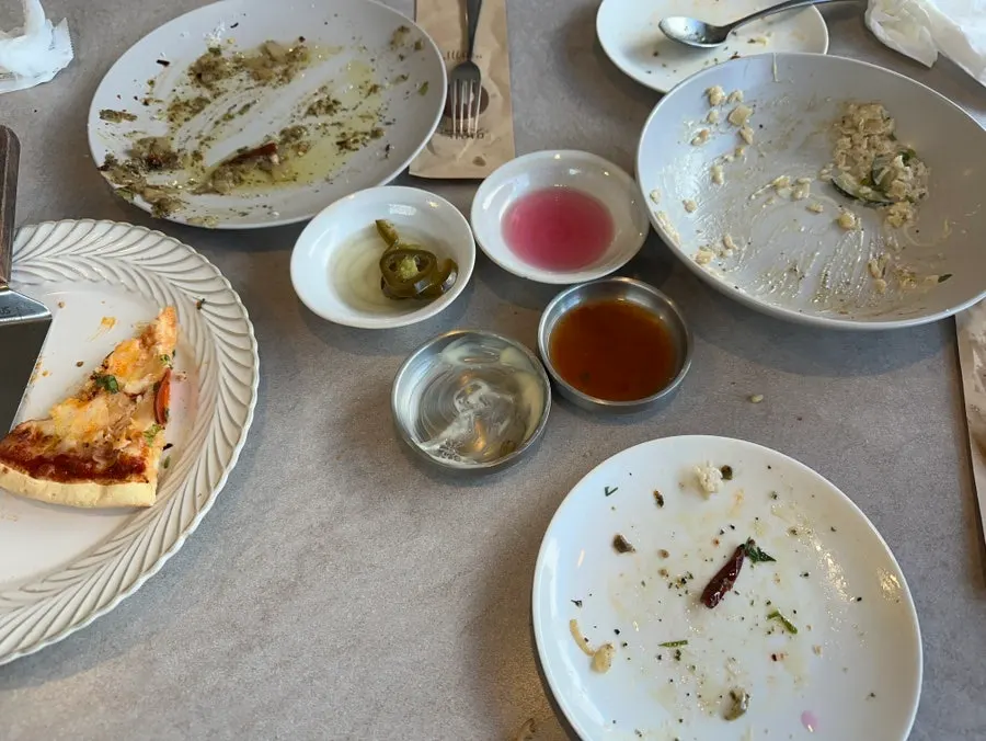Table after finishing the meal