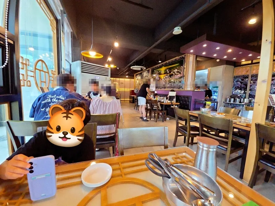 Dining area with widely spaced tables