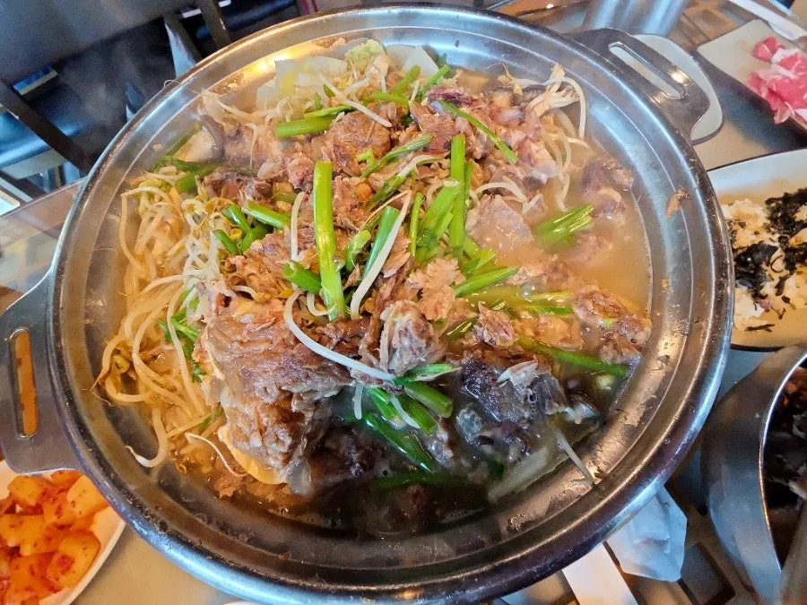 Minari beef rib hot pot bubbling away on the burner