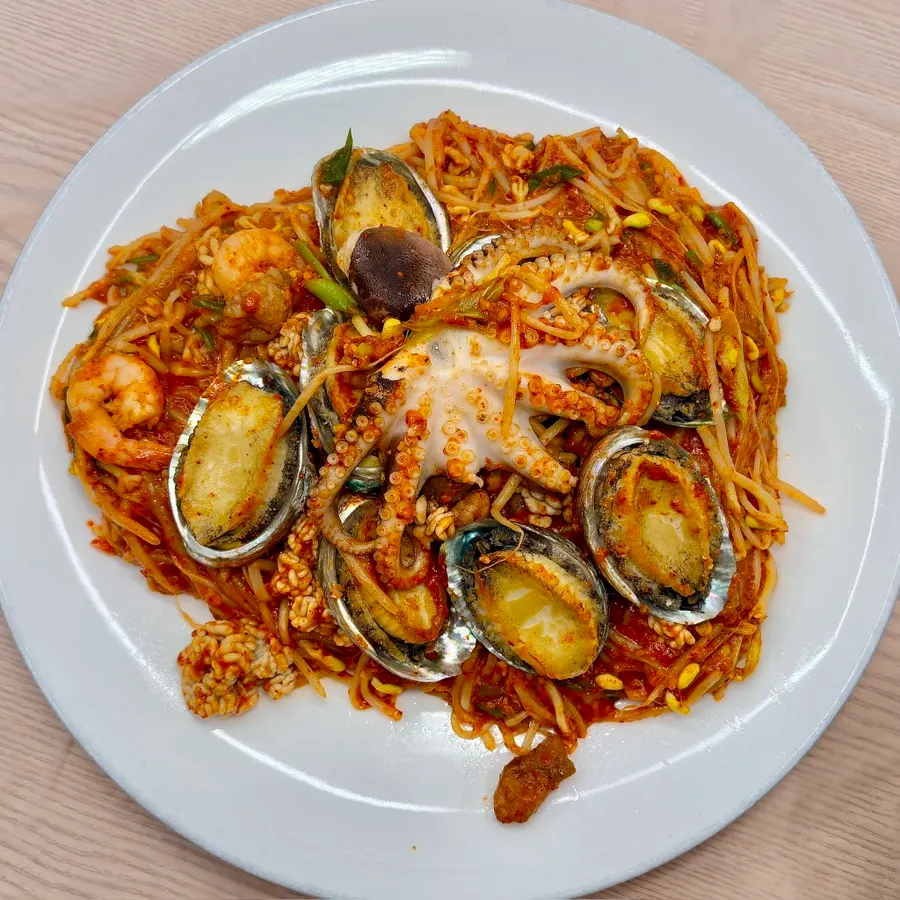 Abalone seafood stew with octopus, abalone, and shrimp