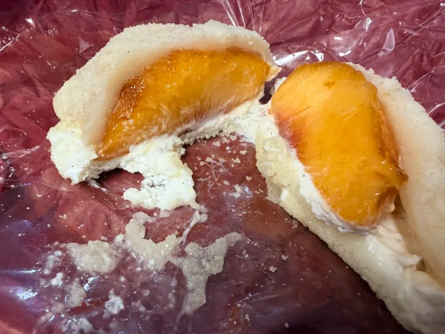 Cross-section of Tareudang's peach mochi