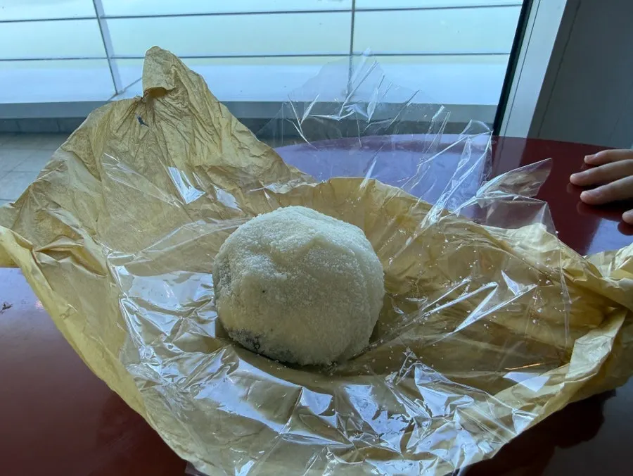 Packaged Tareudang mochi eaten during the trip