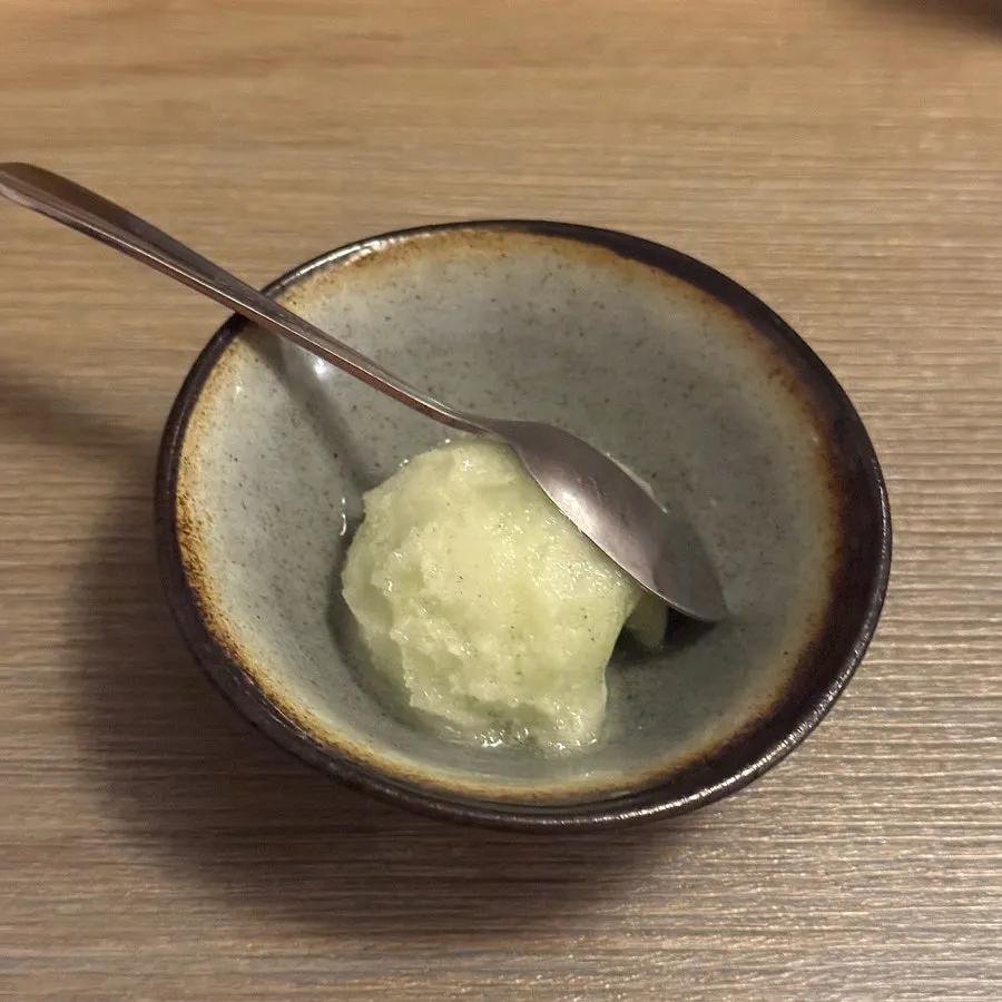 Shiso sherbet served as dessert for Course A
