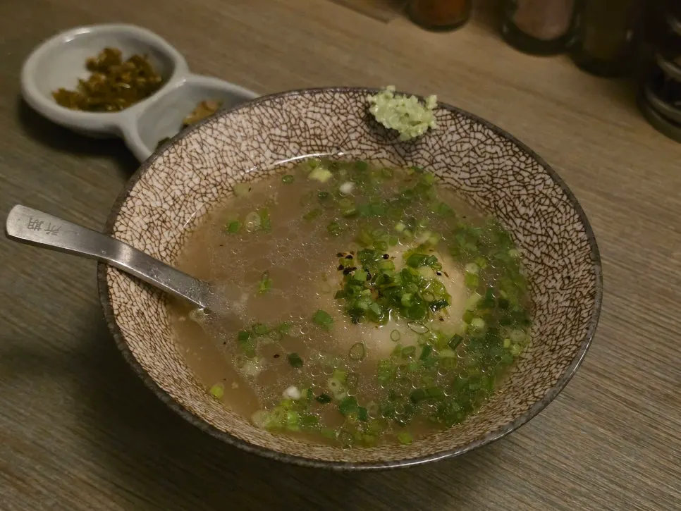 Chicken gomtang served at the end of the course