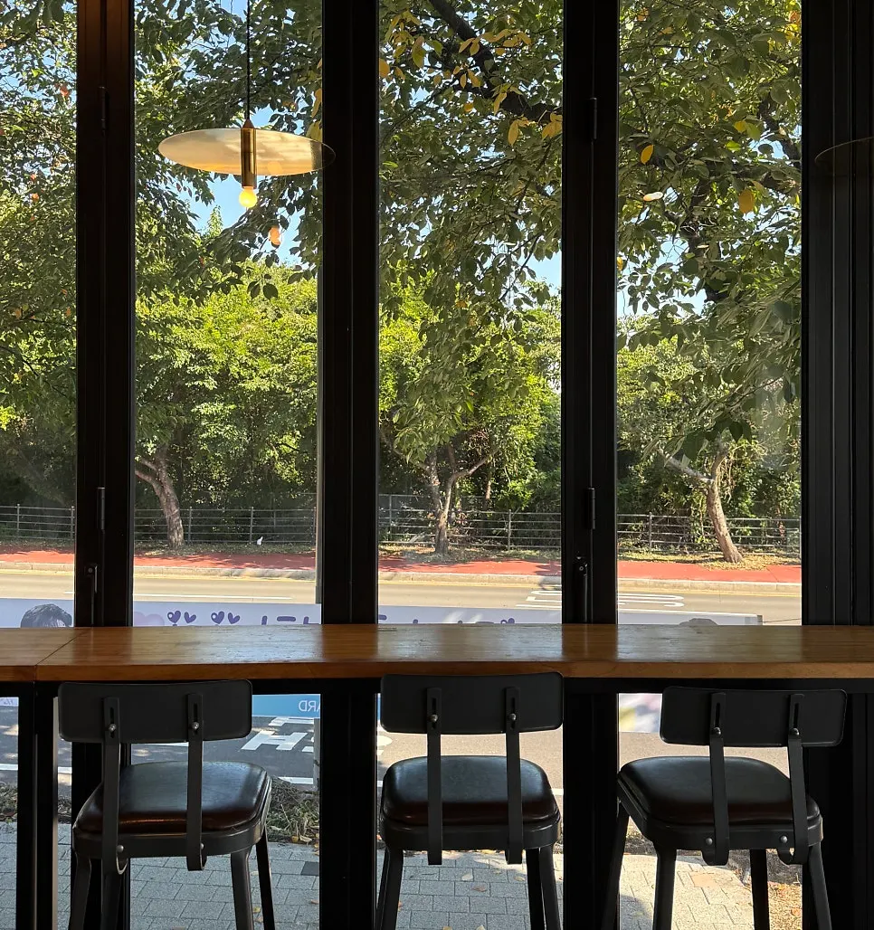Window bar-table seating on Yard's first floor