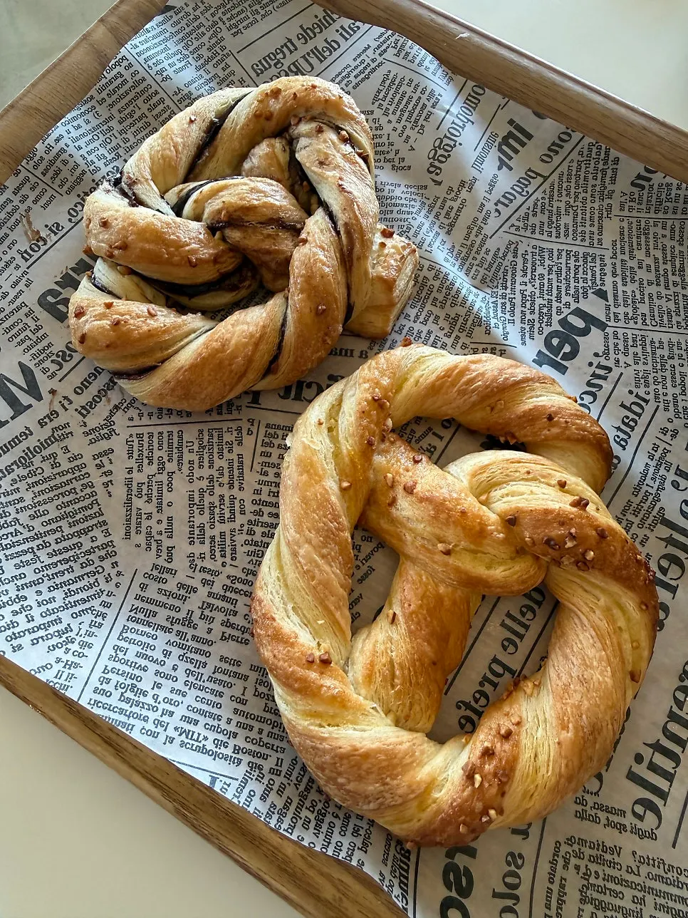 Pretzel and coffee ordered at Yard