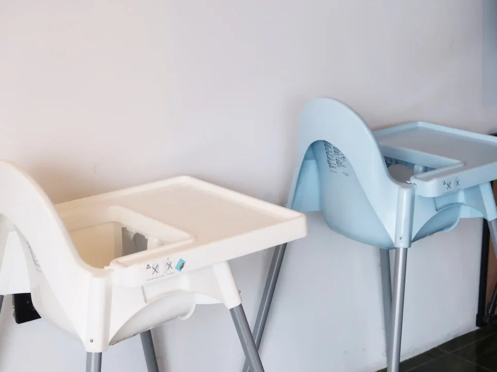 High chair inside the café