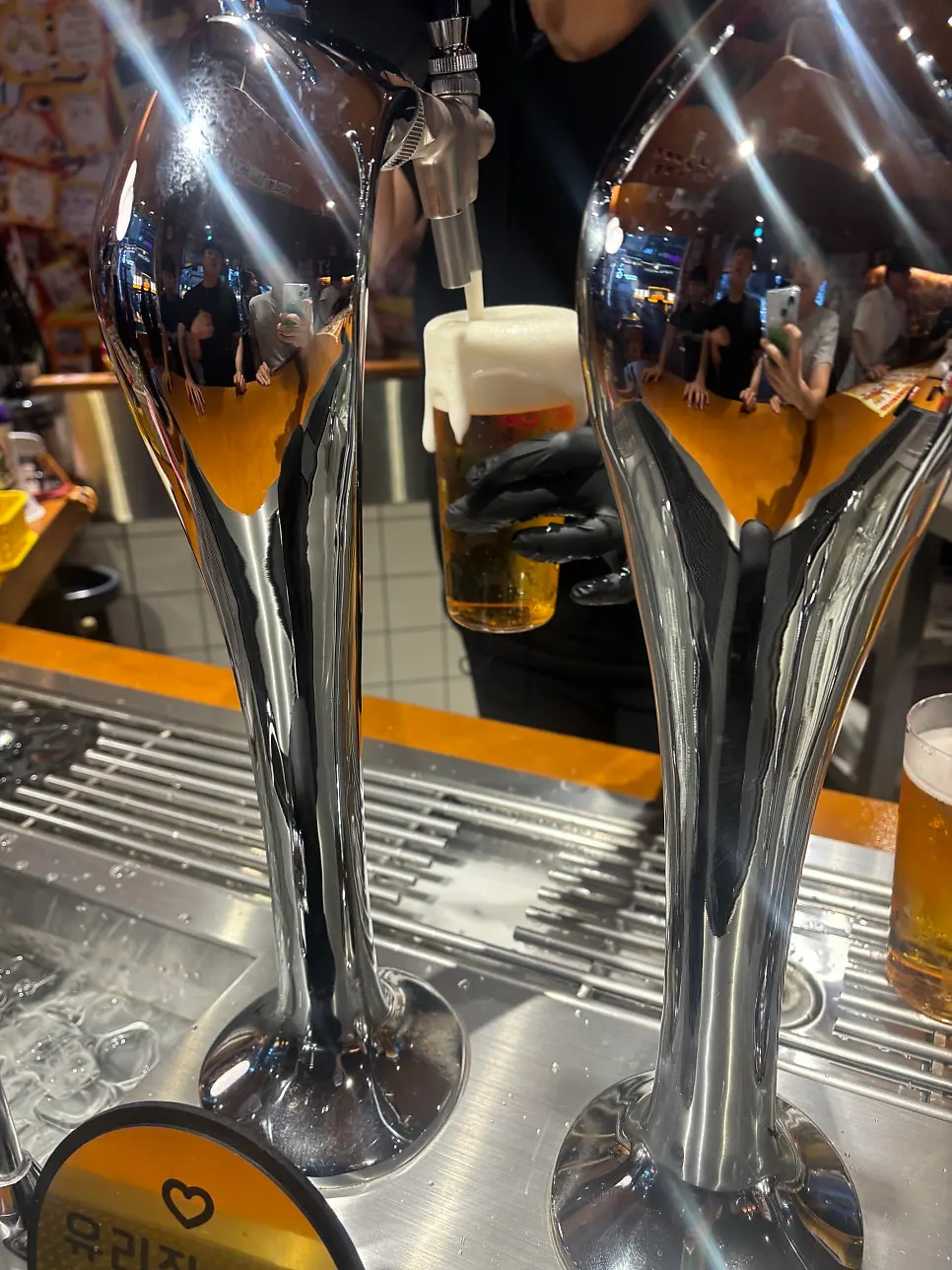 Three glasses of ordered Sapporo draft beer