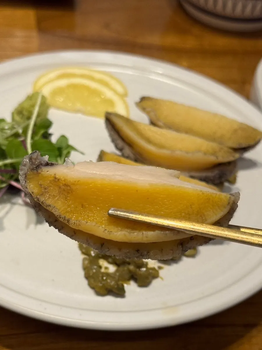 Steamed abalone served with geuu-jang barley rice