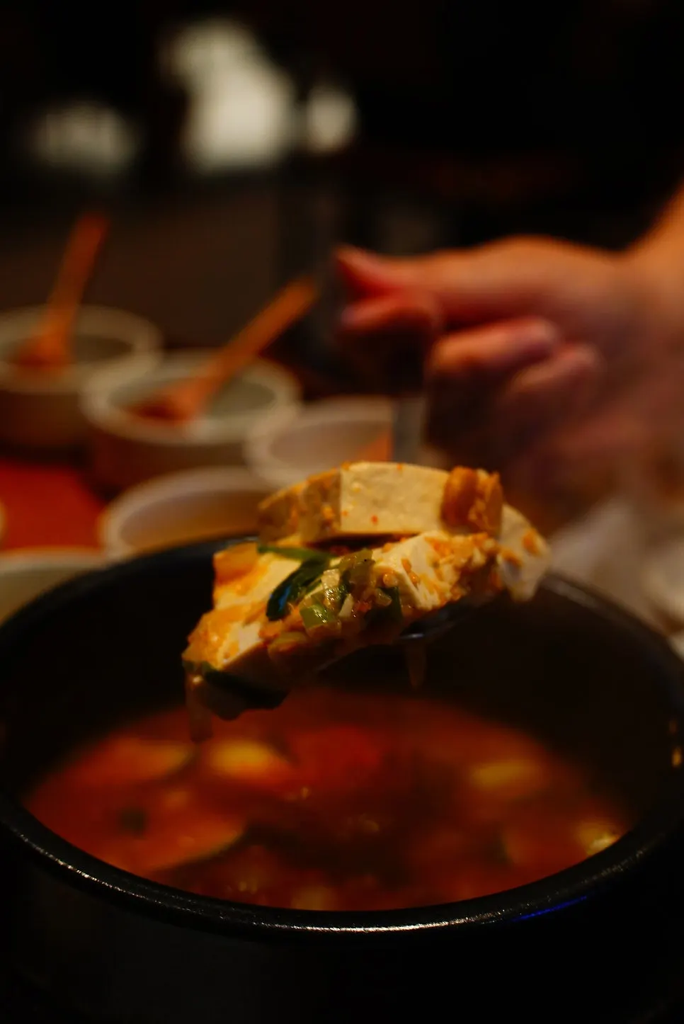 Finishing the meal with doenjang jjigae and a bowl of rice