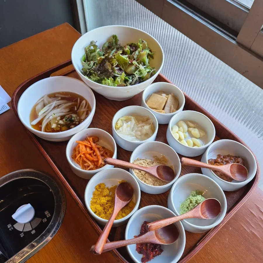 Basic side dish spread served alongside the meat
