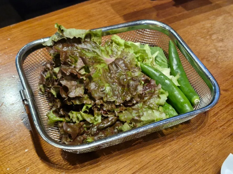 Table with grill plate ready