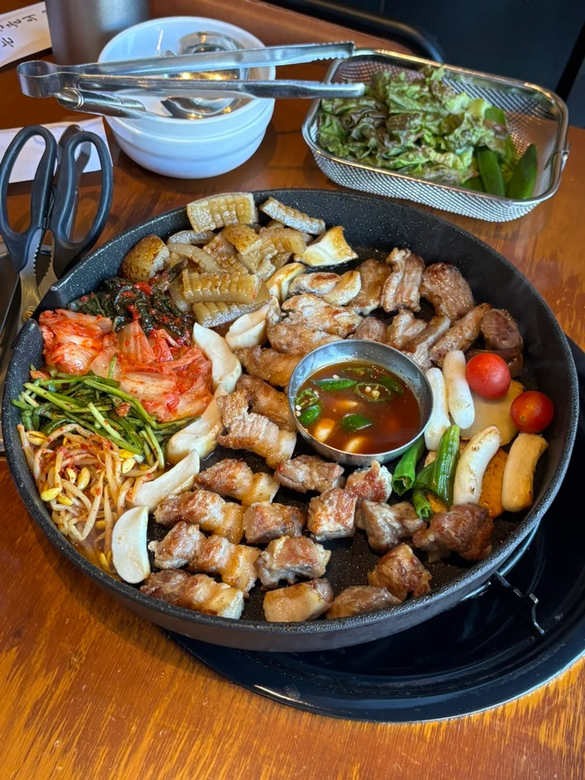 Finished platter grilled in a separate space