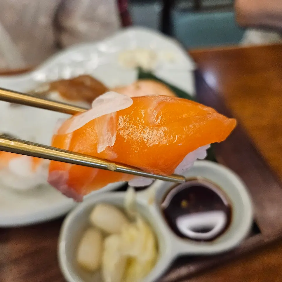 Octopus nigiri with a bumpy chewy texture