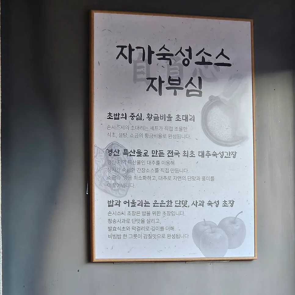 Ingredient information sign on the wall
