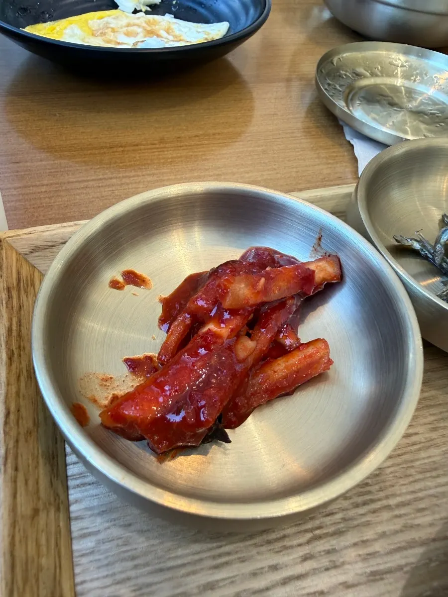 Neatly arranged side dishes at Cafe Dongi