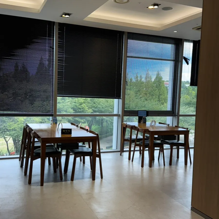 Clean seating inside the Korean restaurant