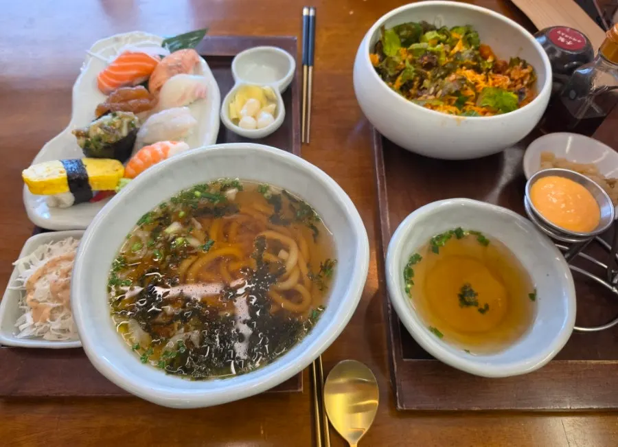 Full meal spread for two at Sonsi Sushi