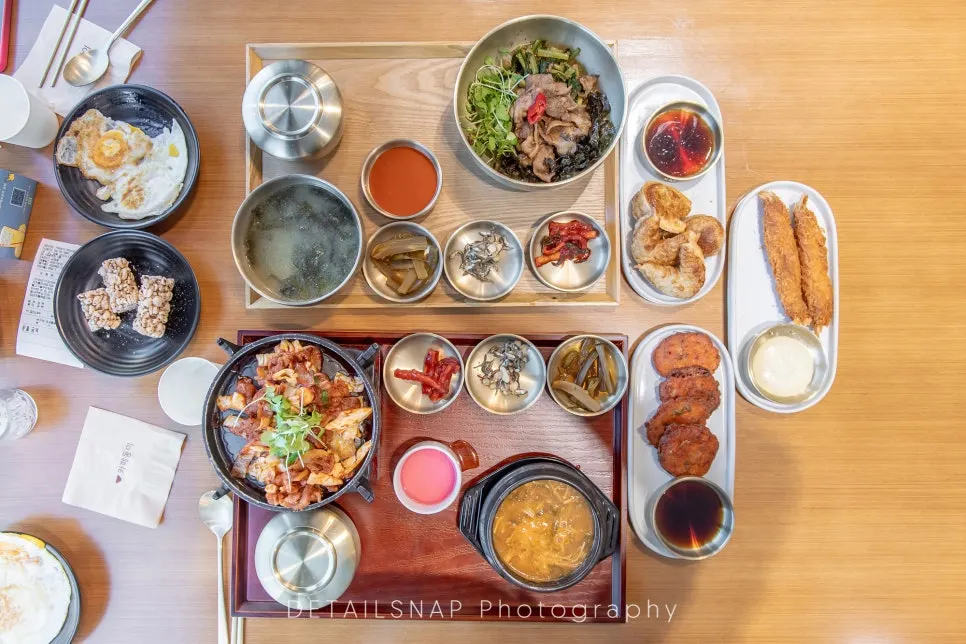 A generous full table spread at Cafe Dongi, plenty for two