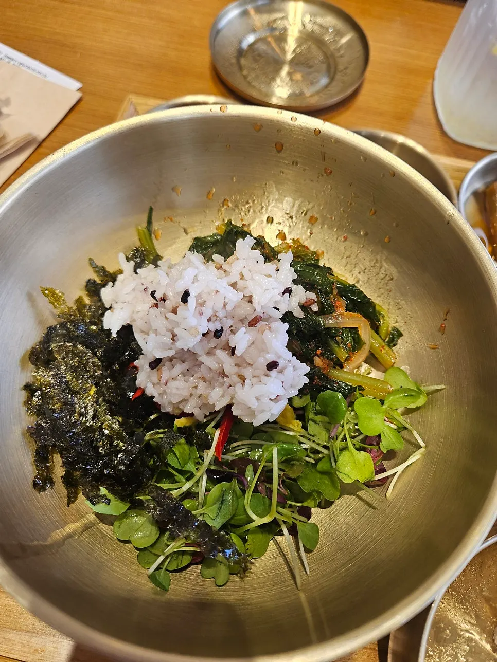 Perilla soup served alongside the yeolmu bibimbap