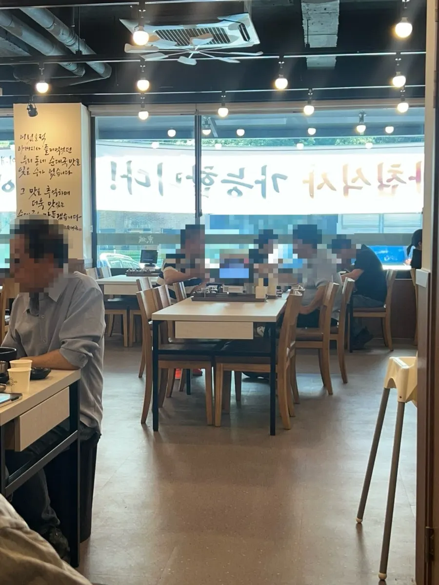 View of the hall full of family customers