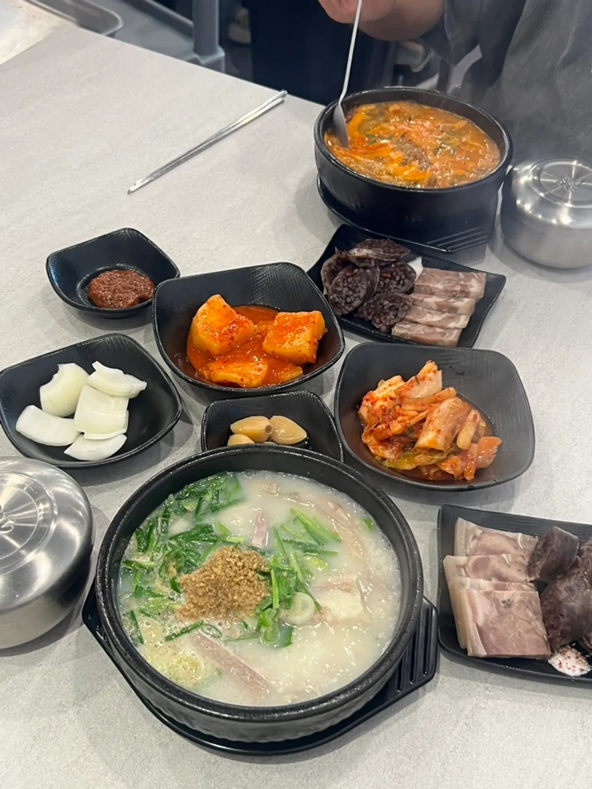 Full spread of the sundae-guk set menu