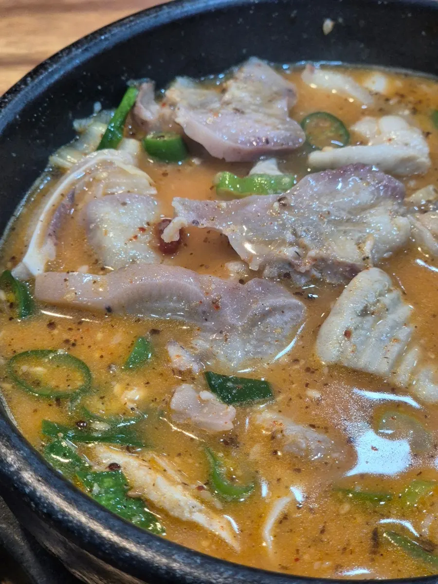 Sundaeguk made spicy with added chili paste