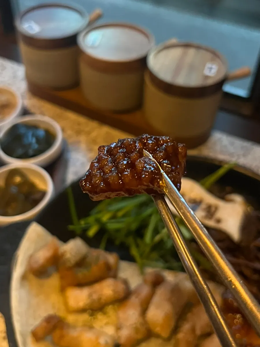 Pollock roe pork belly served with mayonnaise