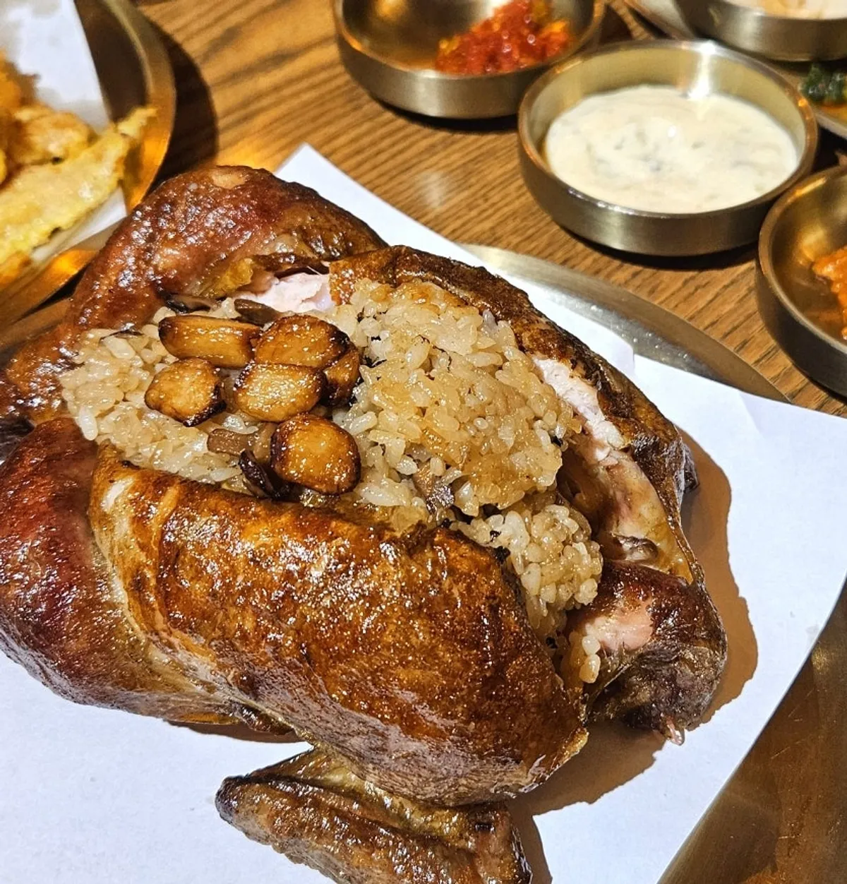 Gyeryugwan's signature oak and neungi mushroom fire-roasted chicken