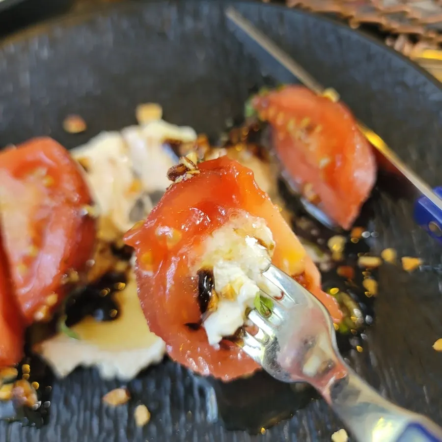Whole tomato ricotta cheese served as a pre-meal starter