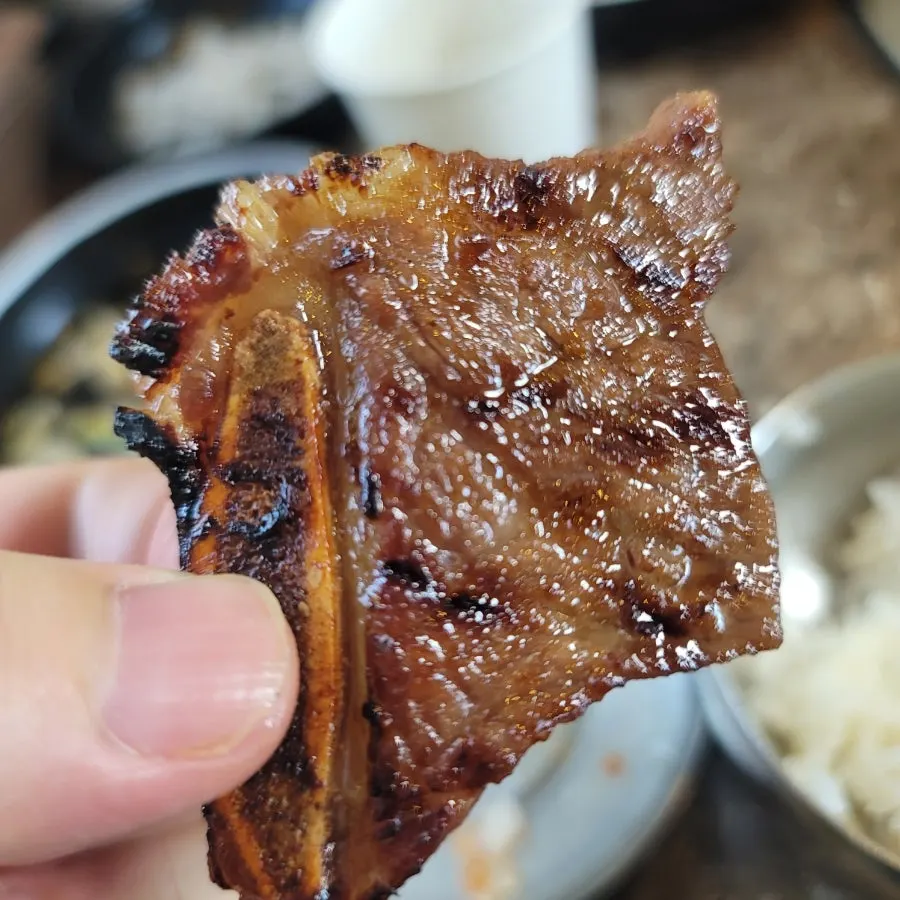 LA galbi on the charcoal grill