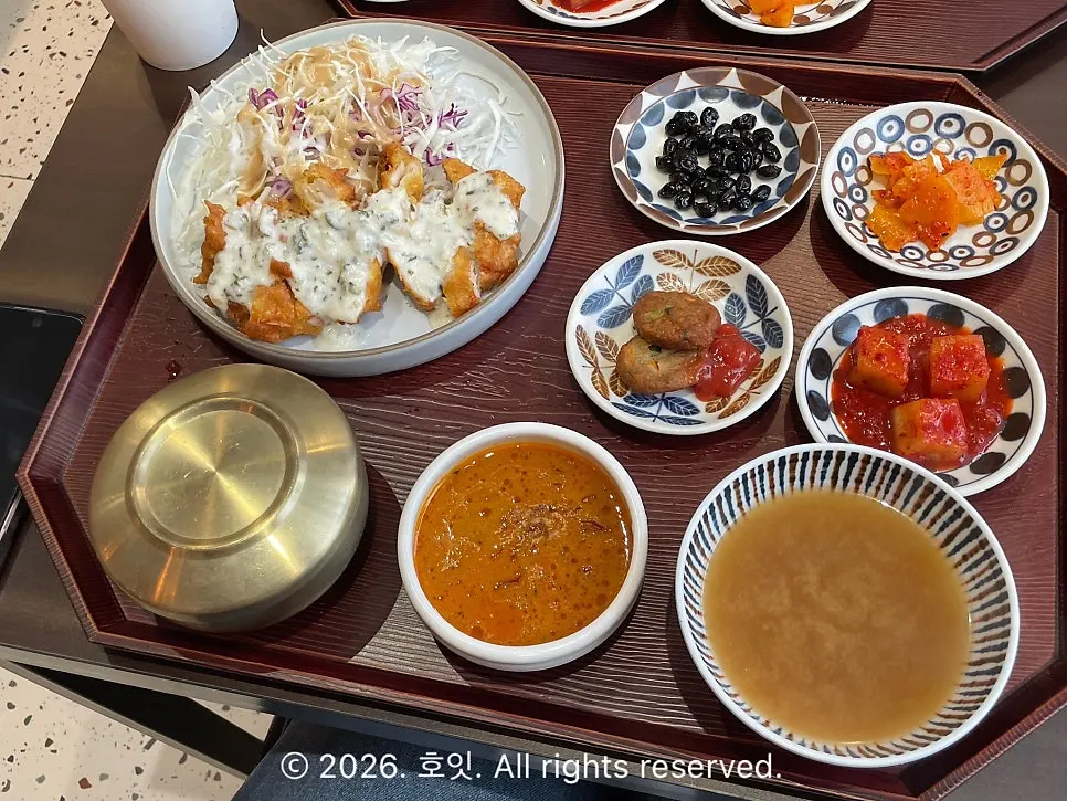 Chicken nanban lunch set with butter chicken curry, ₩10,900
