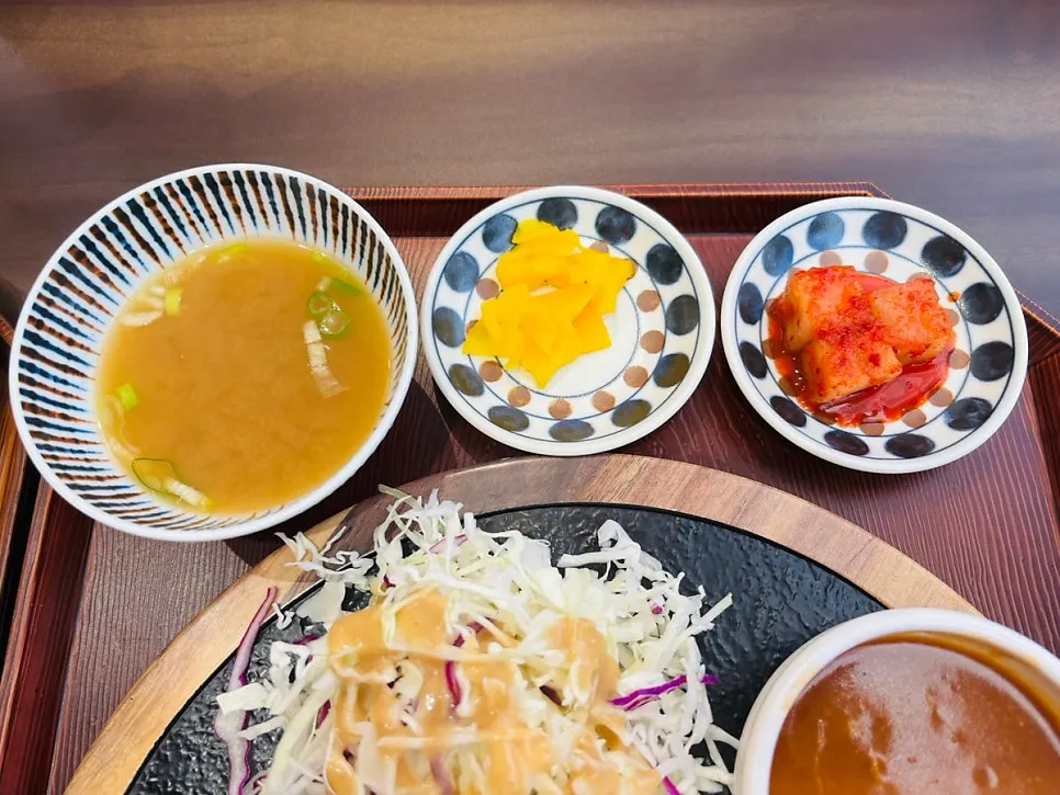 치킨스테이크와 계란볶음밥을 함께 담은 모습