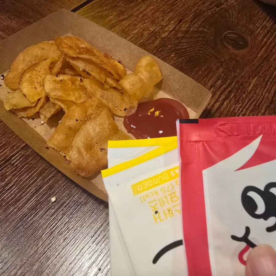 House-made potato chips taken from the self-service bar