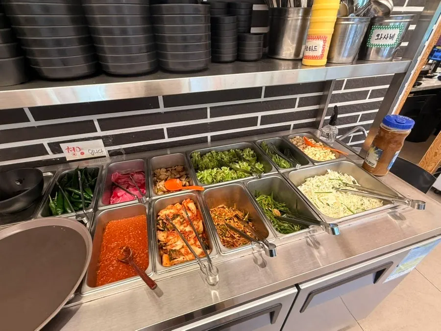 Self-serve side dishes for a family meal
