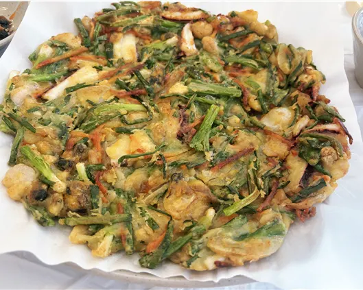 Crispy seafood scallion pancake