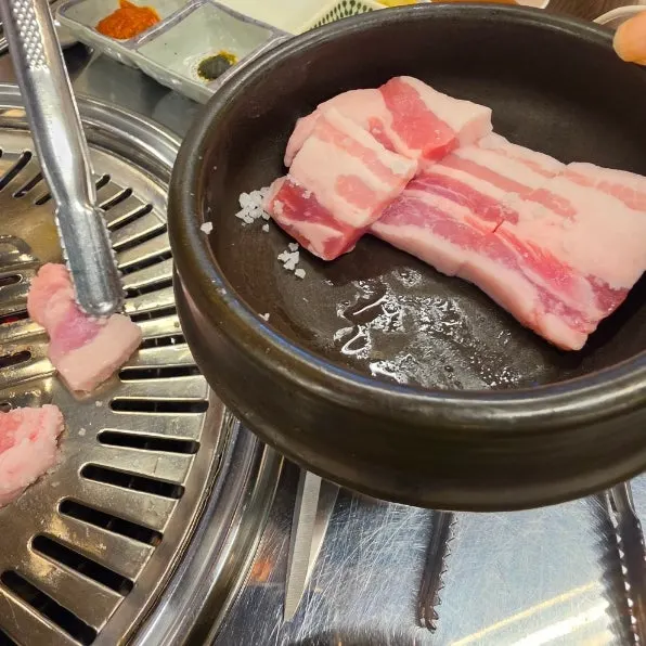 King salt pork belly grilling on the grill