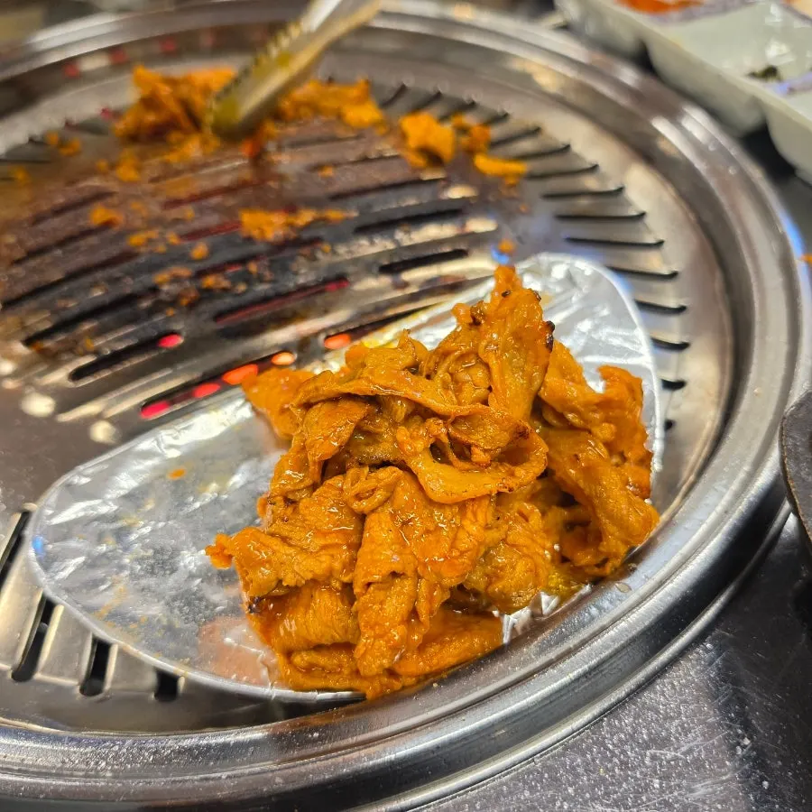 Charcoal bulgogi enjoyed to finish the meal